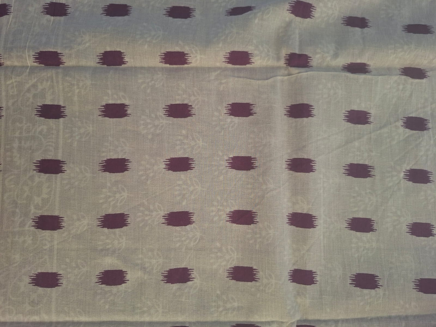 maroon bagru  mul- mul cotton saree