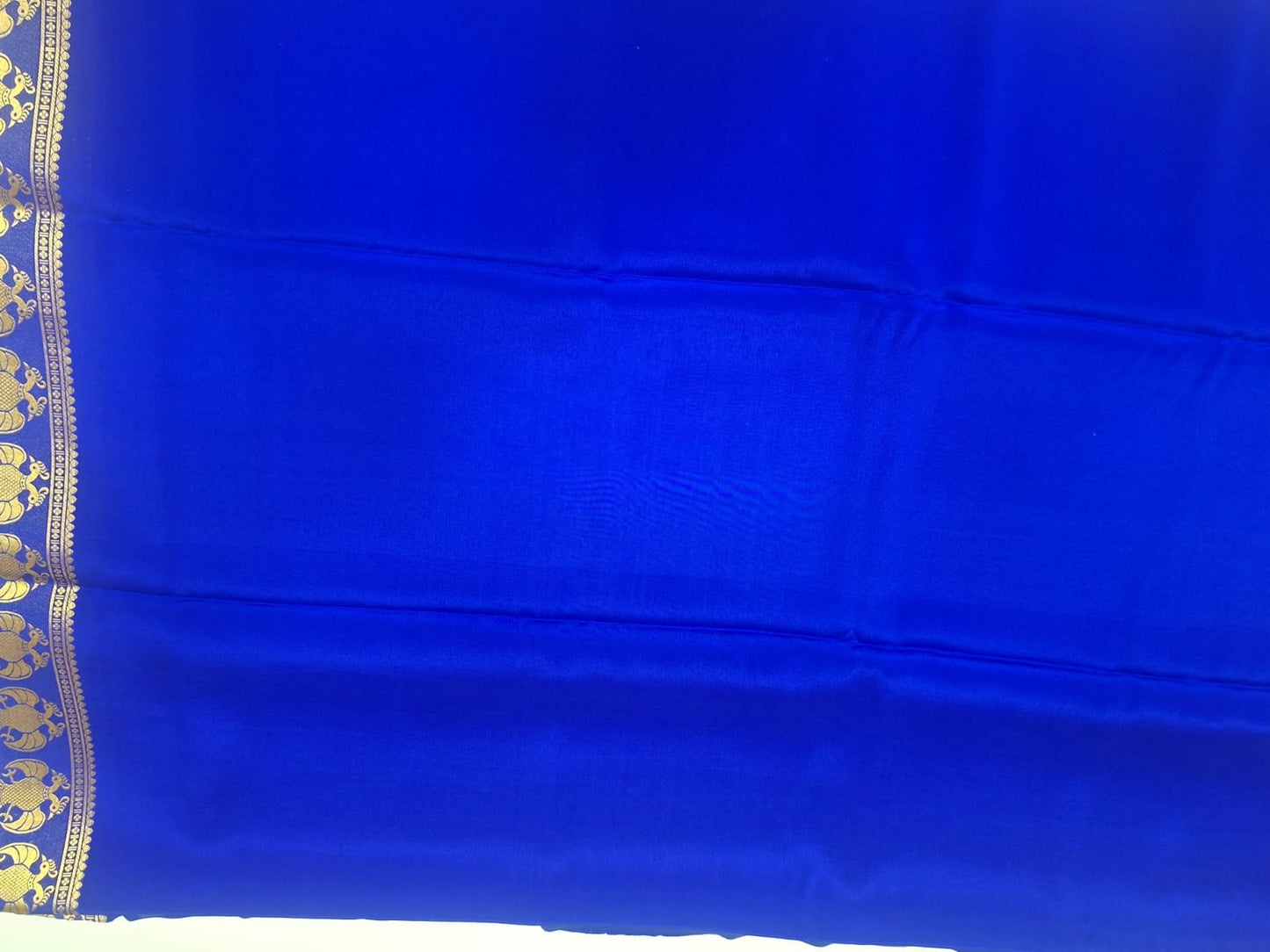 Name royal blue four line pure 4 lines mysore silk saree