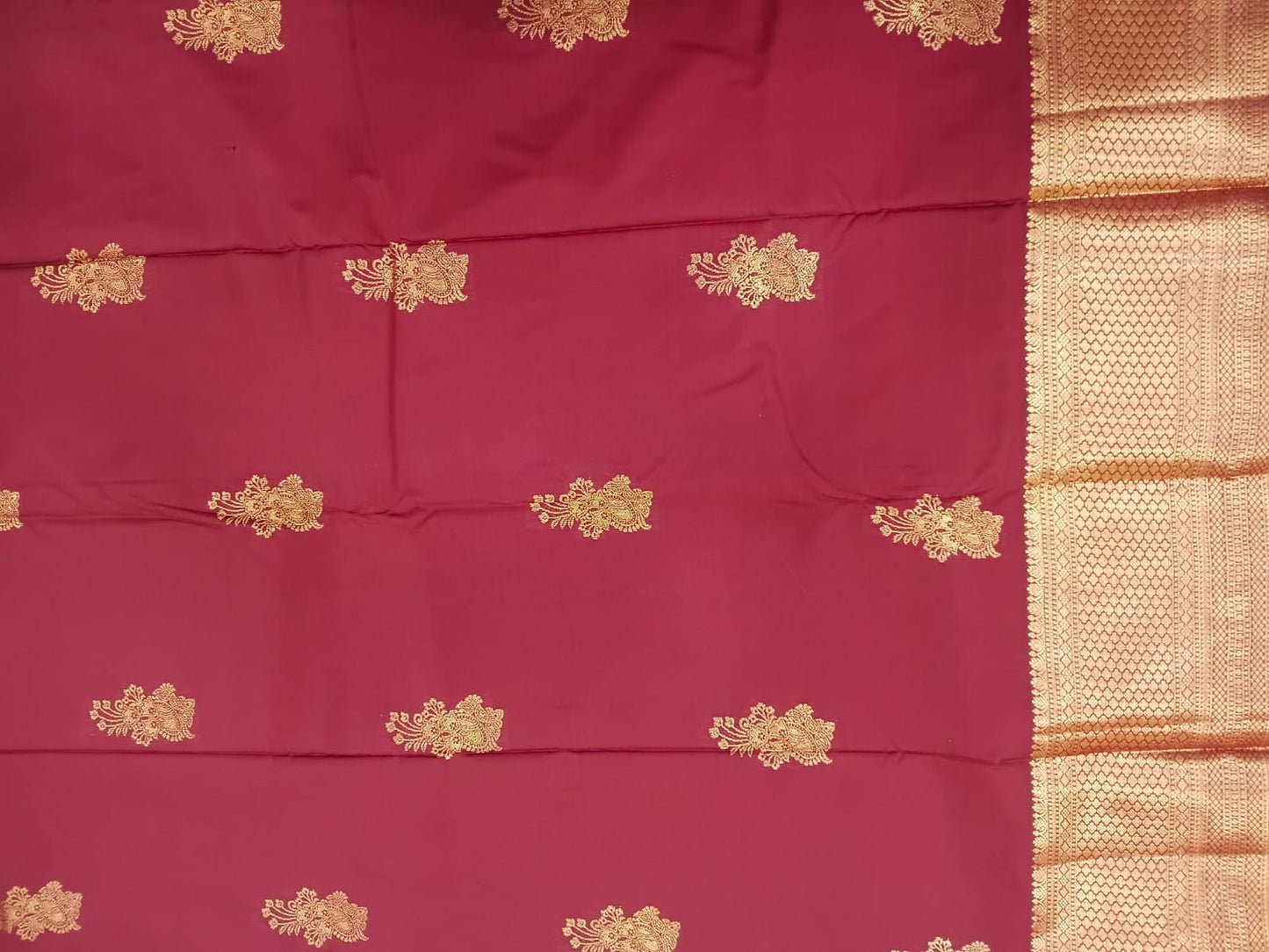 marron semi silk  with kanchi border saree