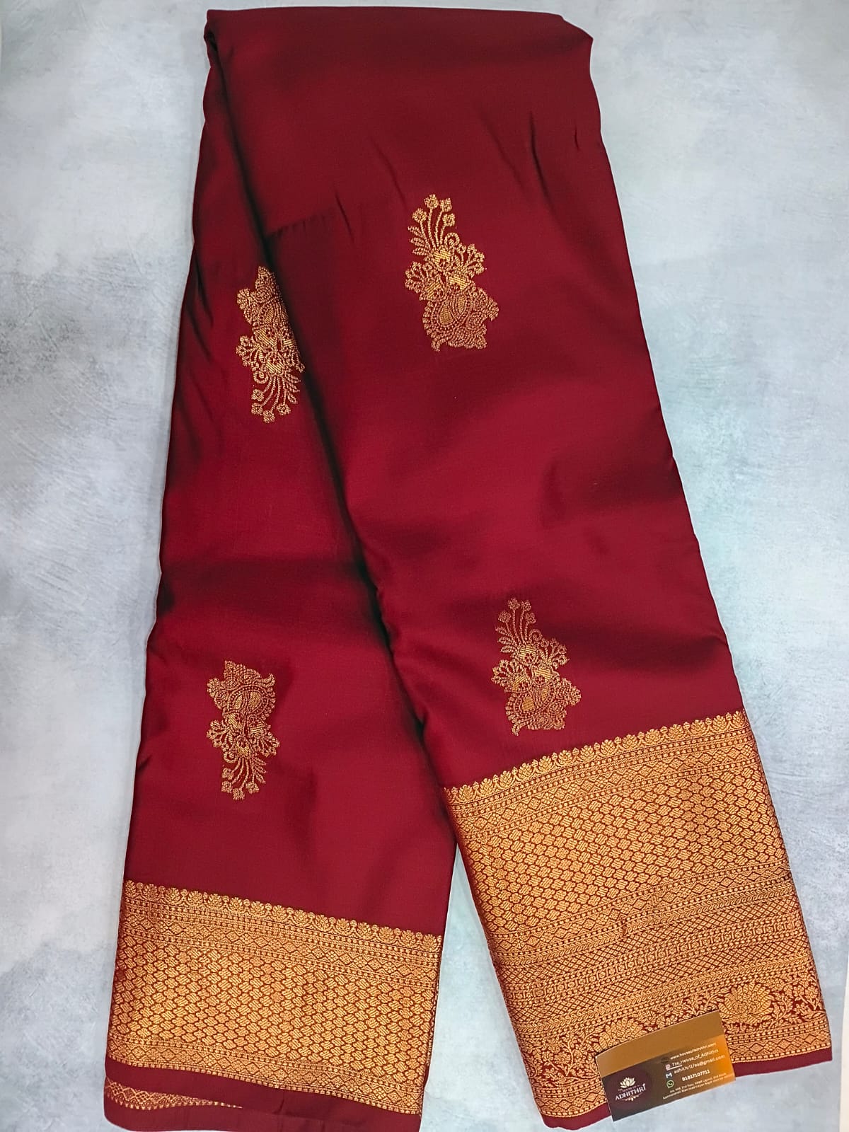 marron semi silk  with kanchi border saree