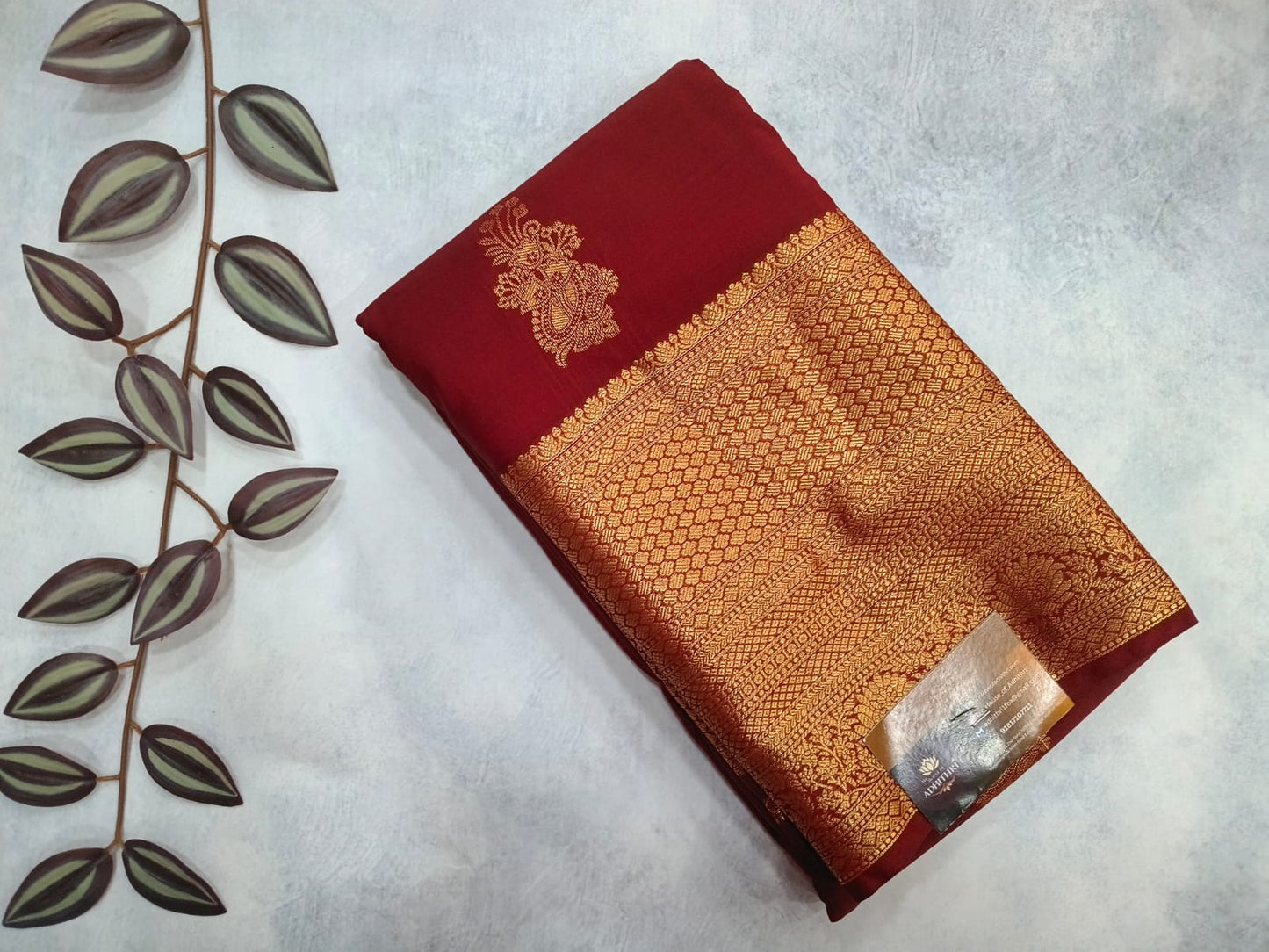 marron semi silk  with kanchi border saree