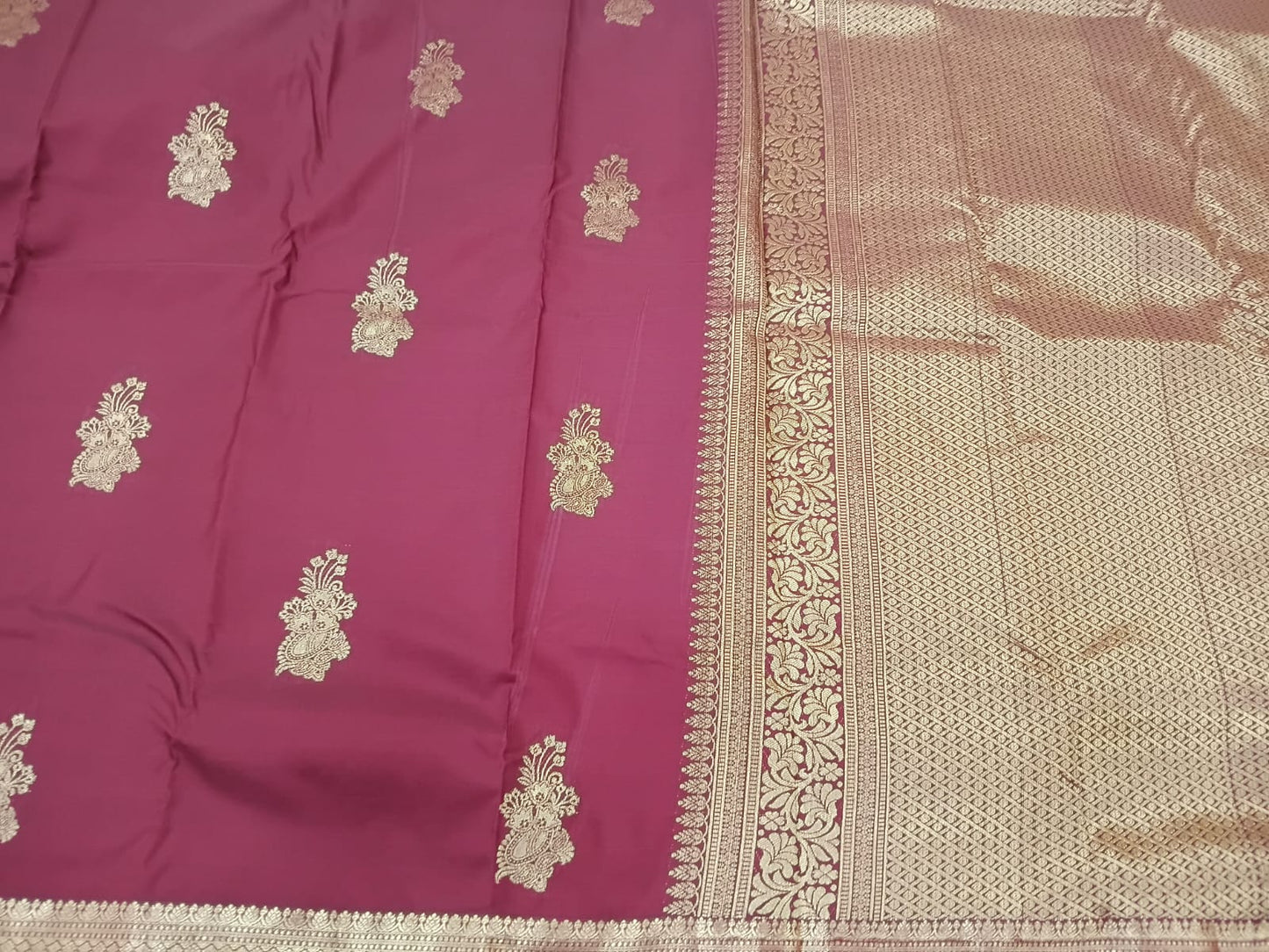 marron semi silk  with kanchi border saree