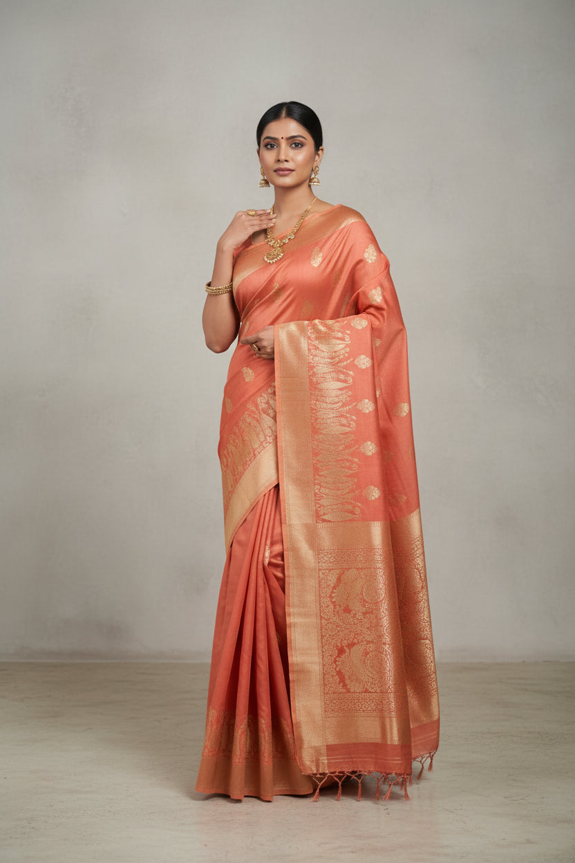 Red book with gold embossed design on a textured surface with a leafy branch.