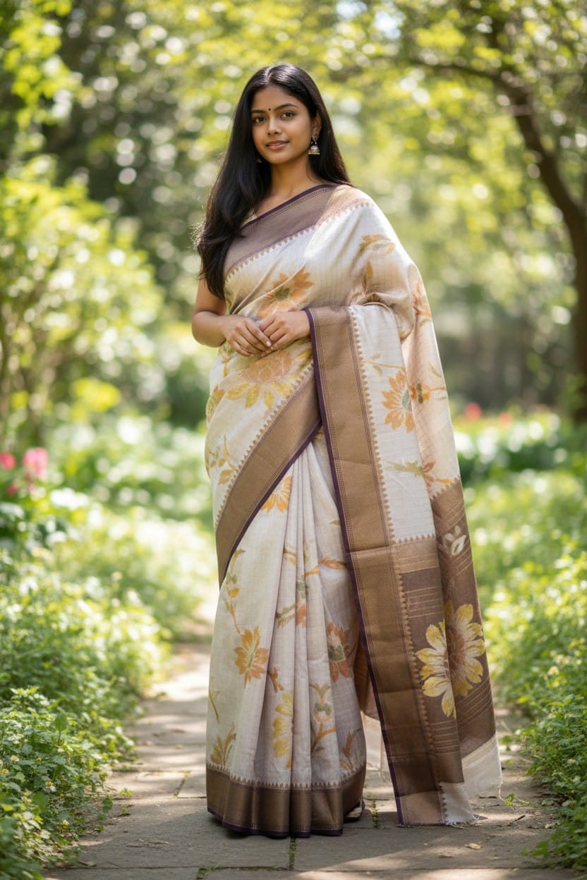 Half white munga  meenakari with kanchi border saree