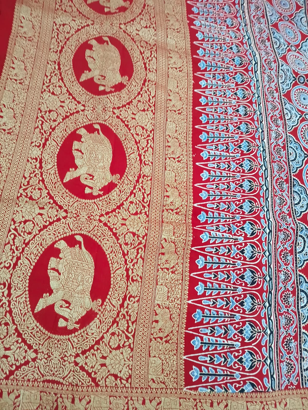 red pure modal dola with cow print saree