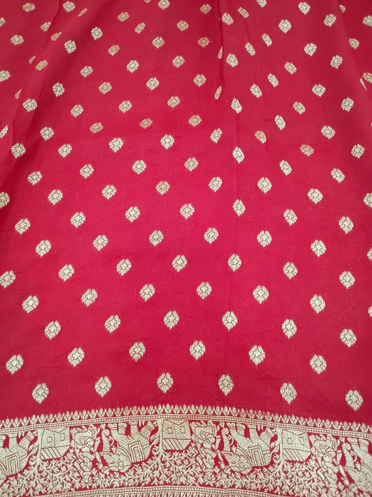 red pure modal dola with cow print saree