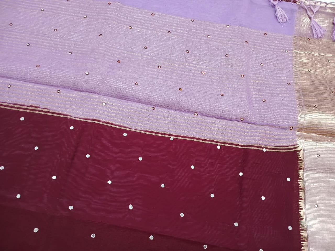 maroon semi raw silk saree