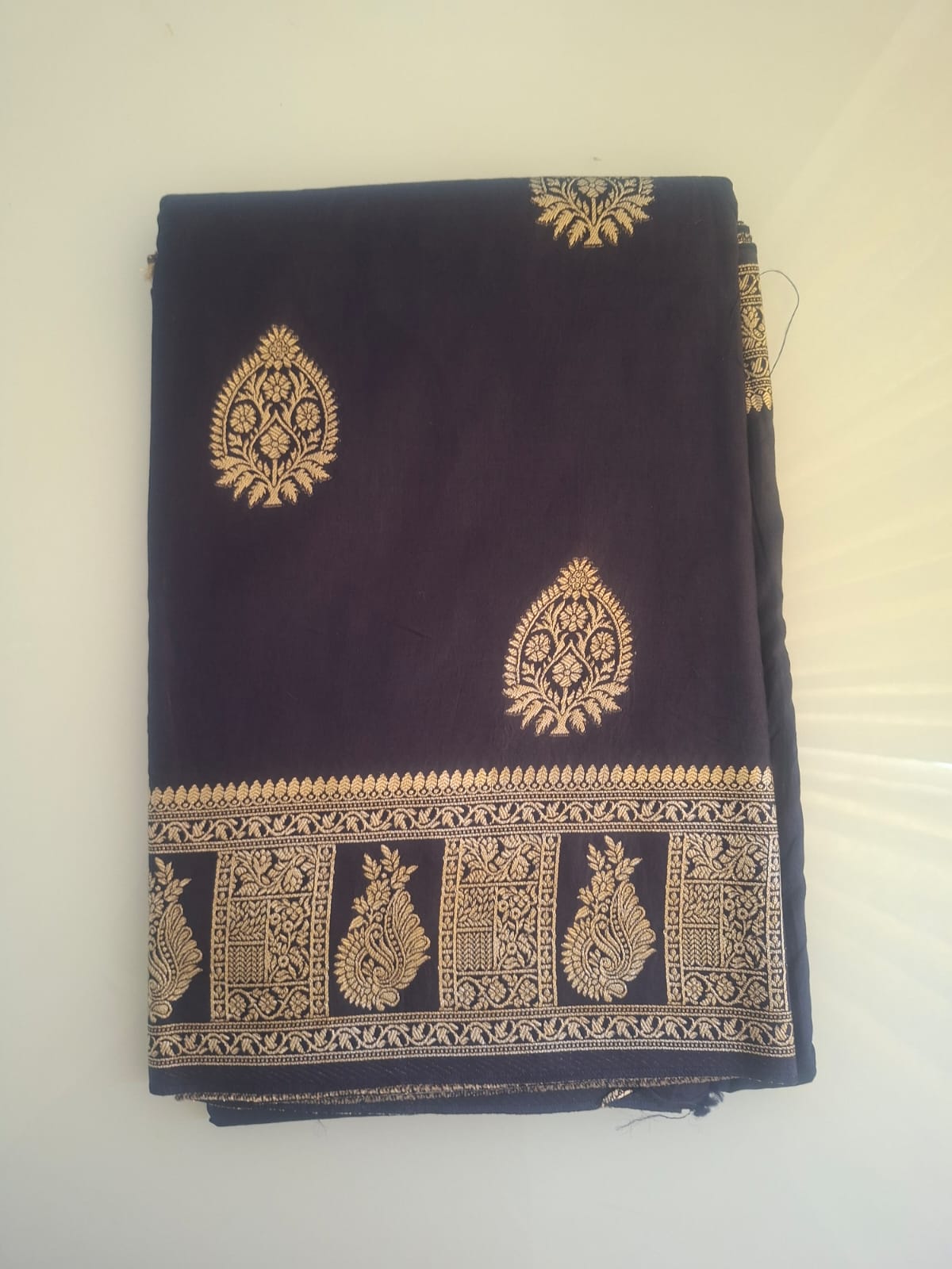 navy dark blue pashmina saree