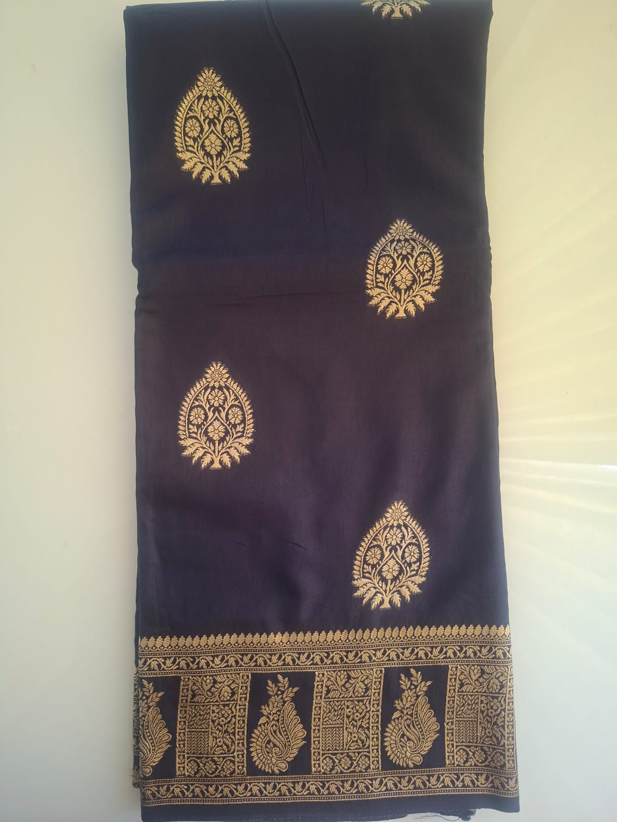 navy dark blue pashmina saree