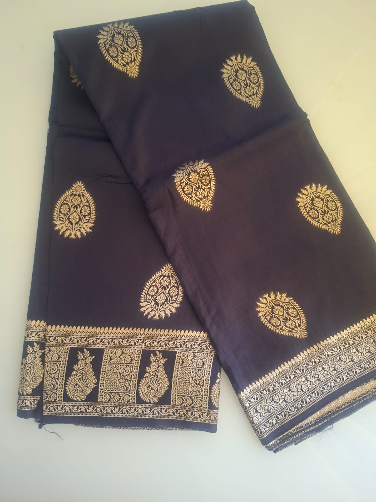 navy dark blue pashmina saree