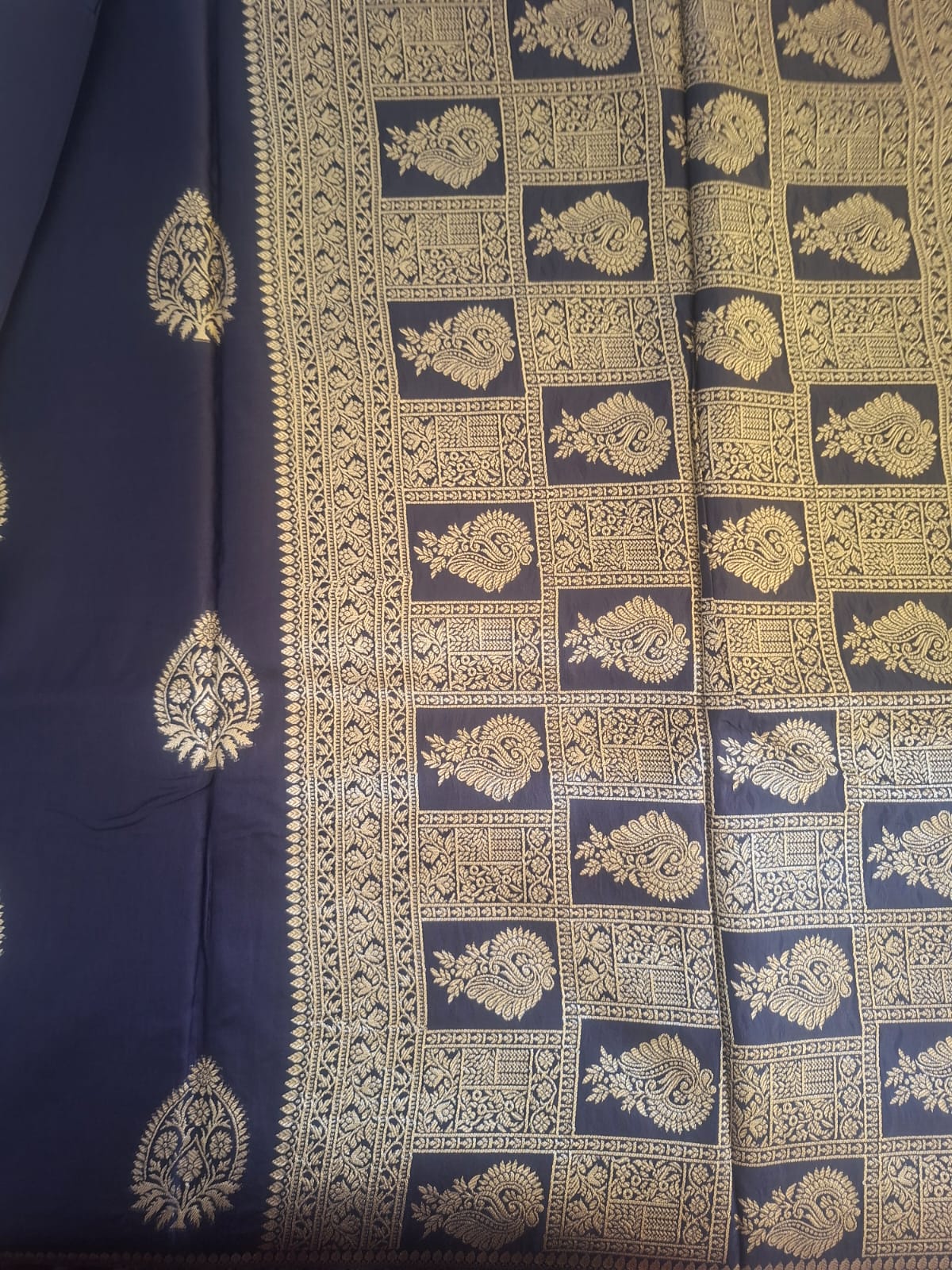 navy dark blue pashmina saree