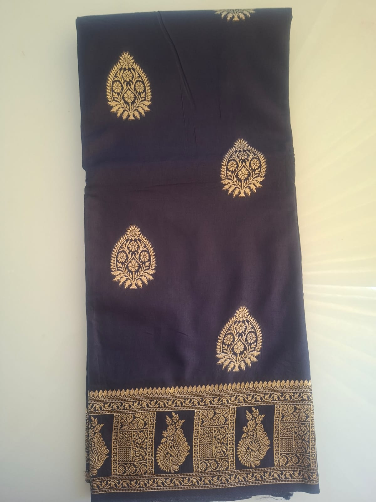 navy dark blue pashmina saree