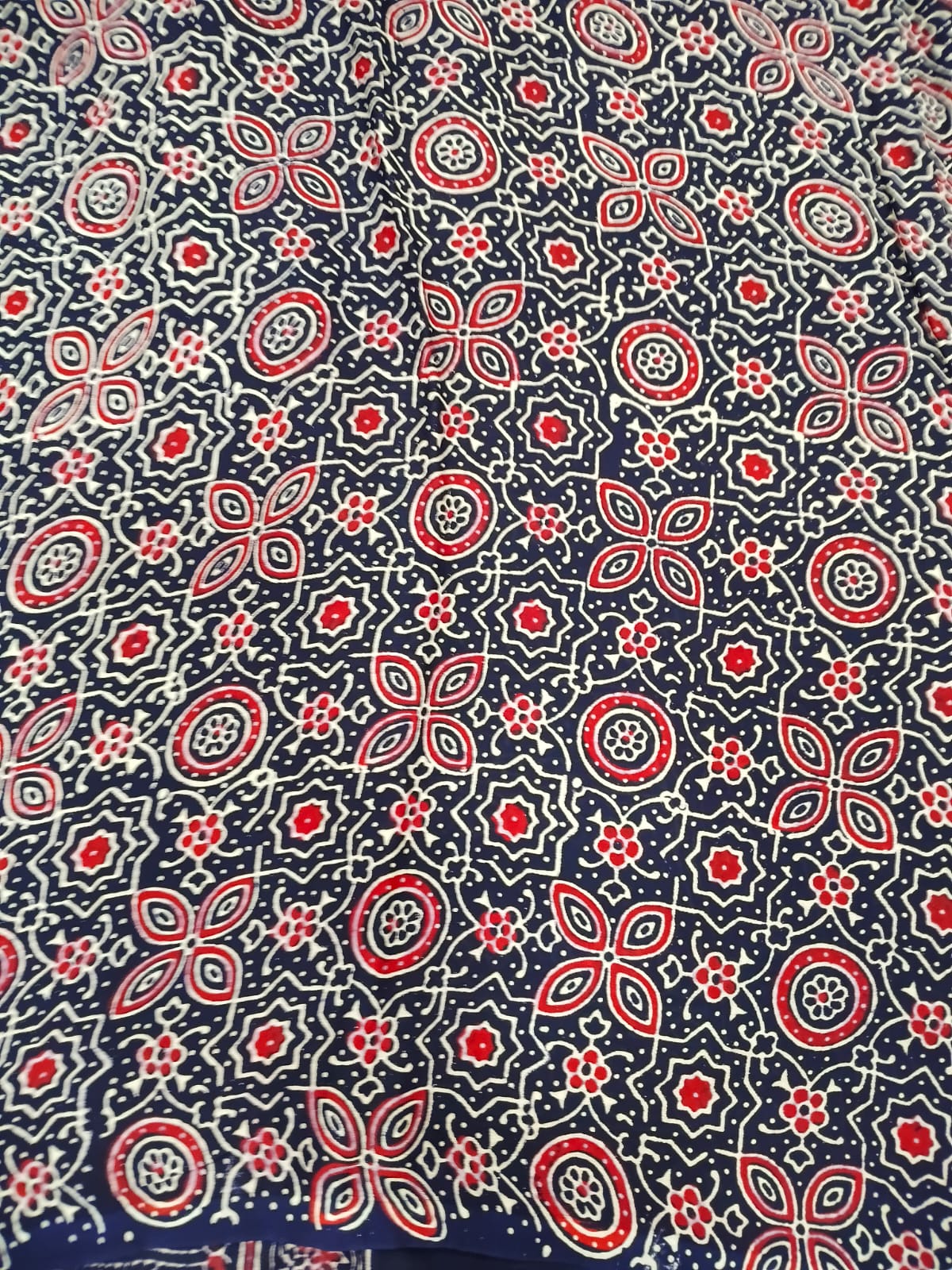 red ajrak modal silk saree