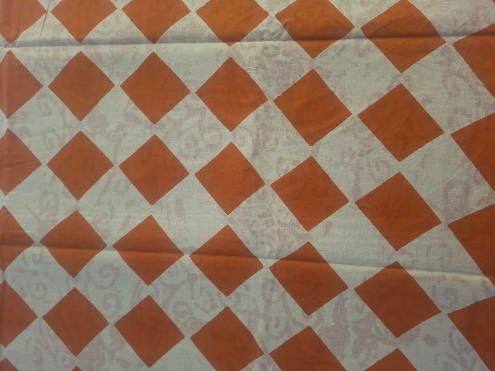 orange  bagru  mul- mul cotton saree