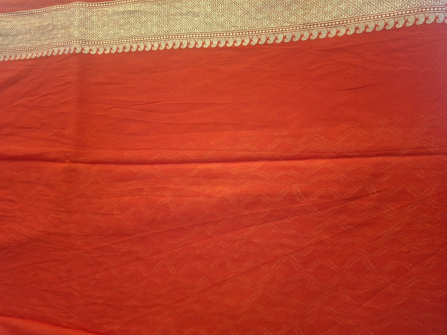Red banrarasi pure georgette wavy line saree
