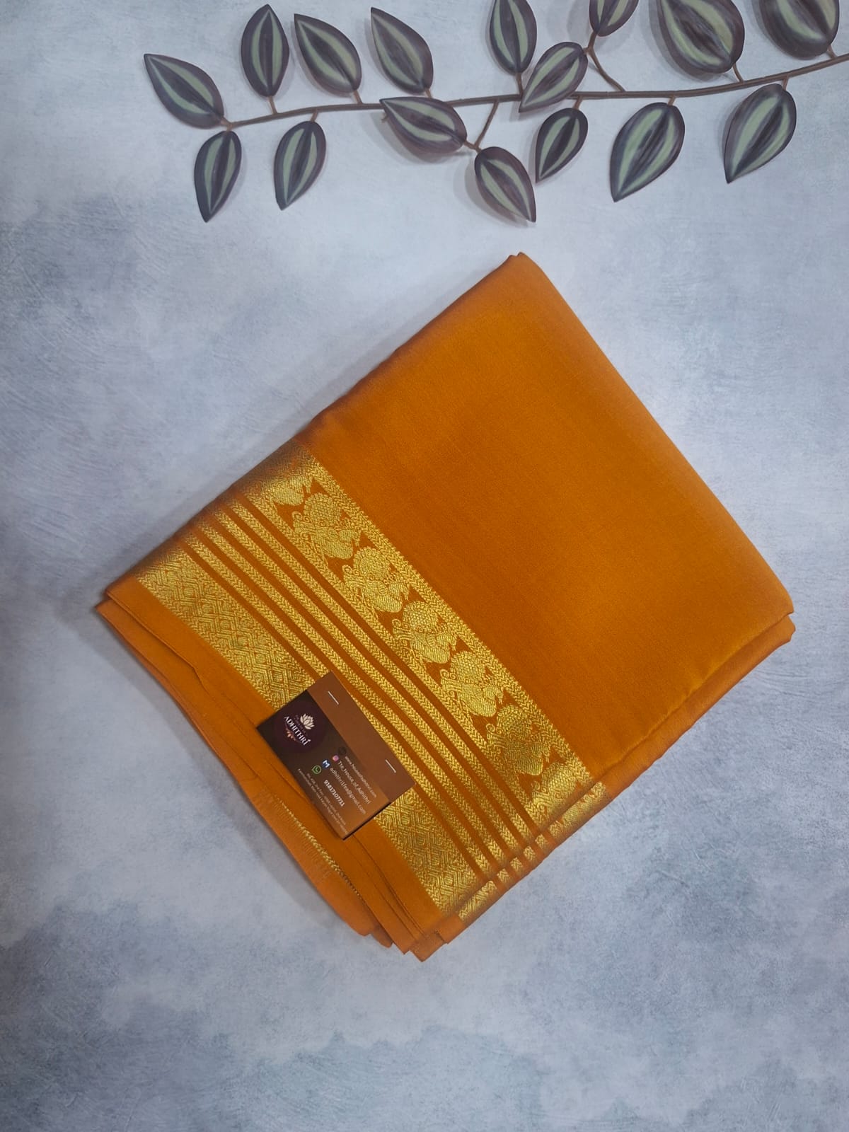 orange pure mysore silk saree