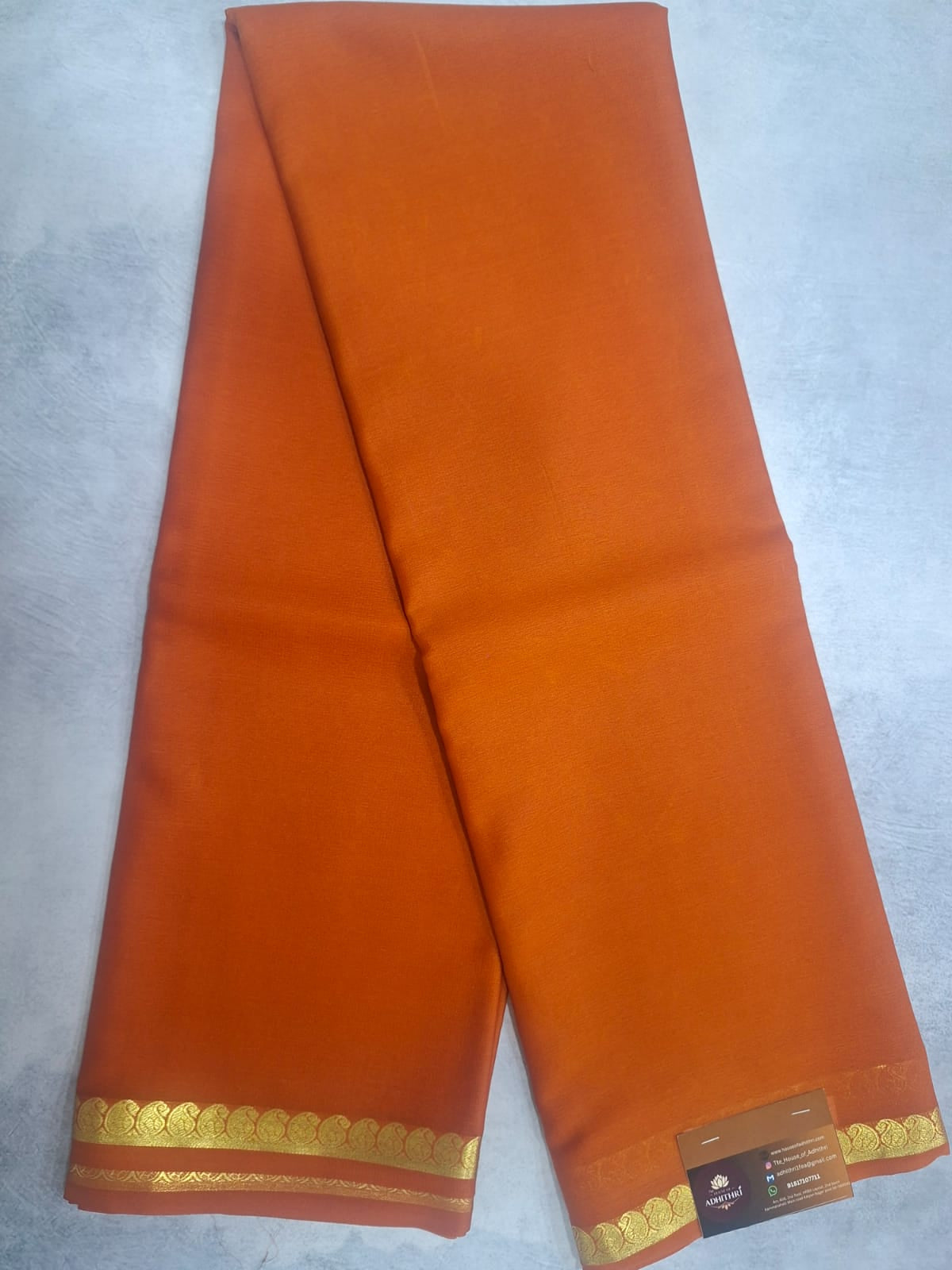 orange small mango pure mysore silk saree