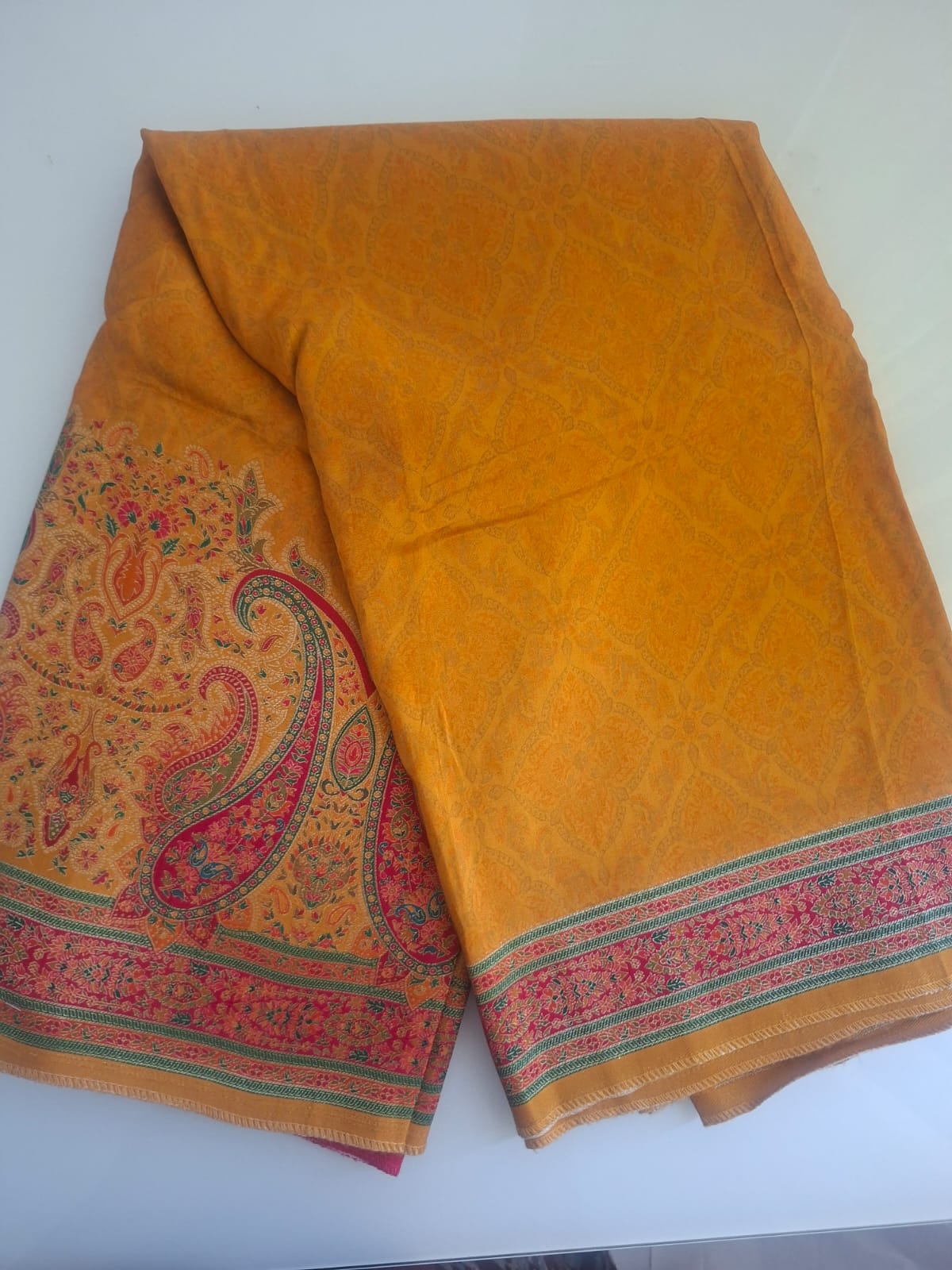 Orange pashimna saree