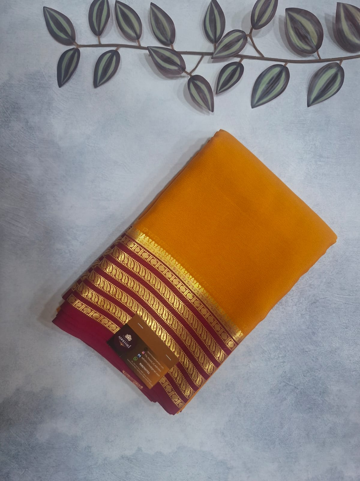 orange small mango pure mysore silk saree