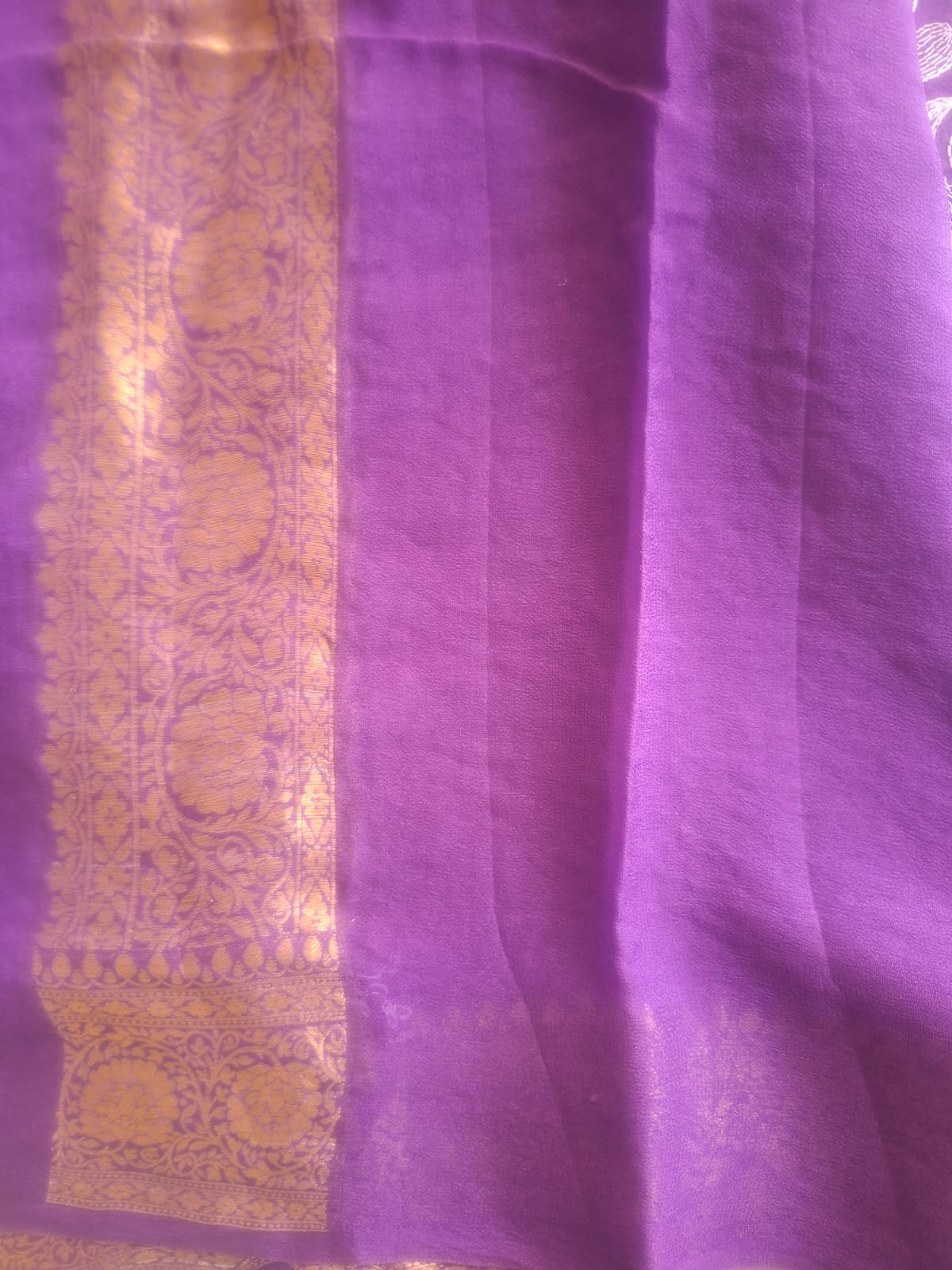 purple pure kaddi chiffon chikankari  saree