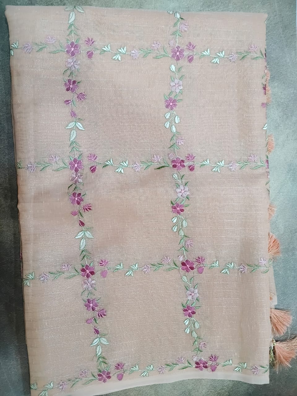 peach semi kota saree