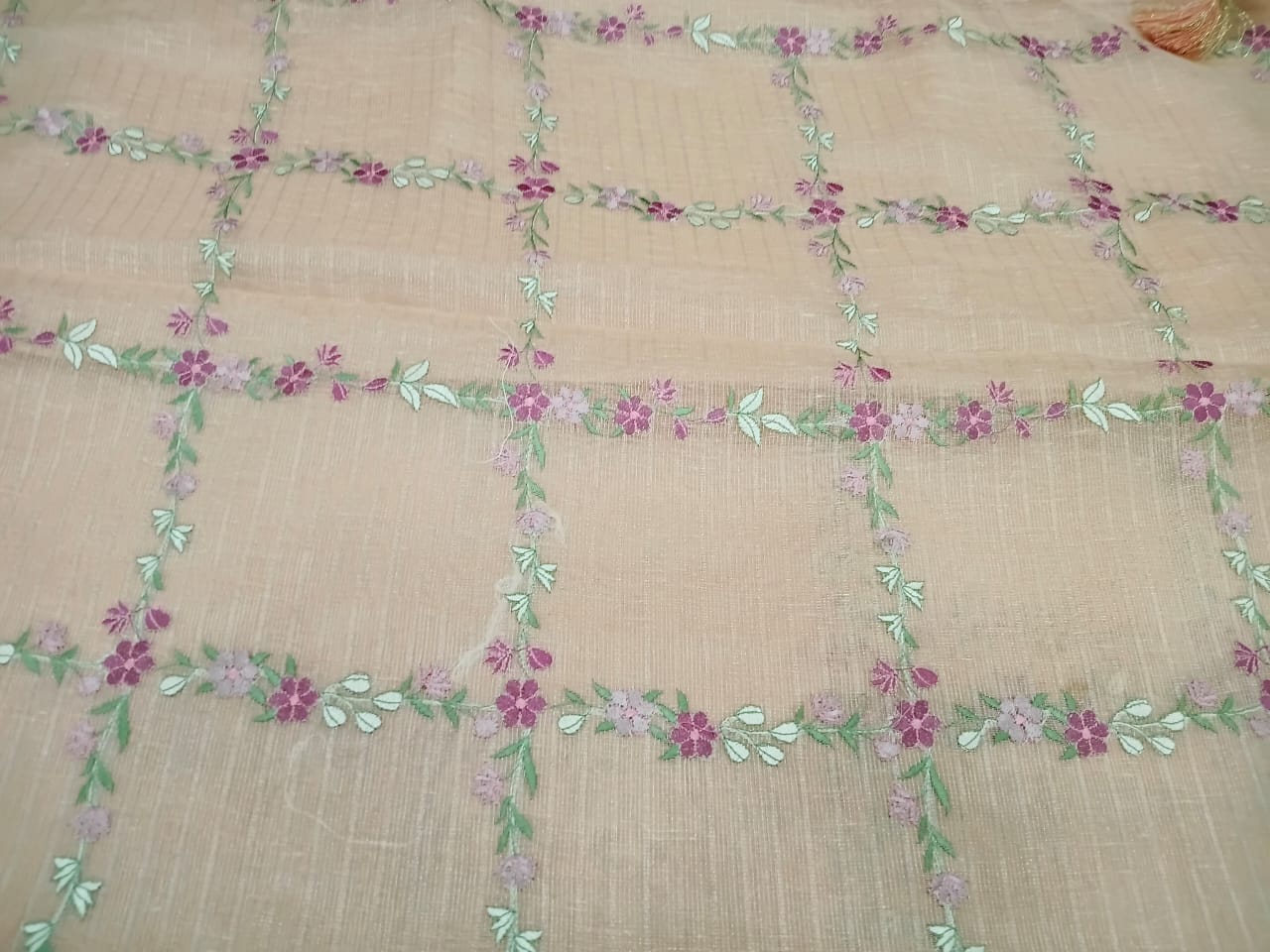 peach semi kota saree