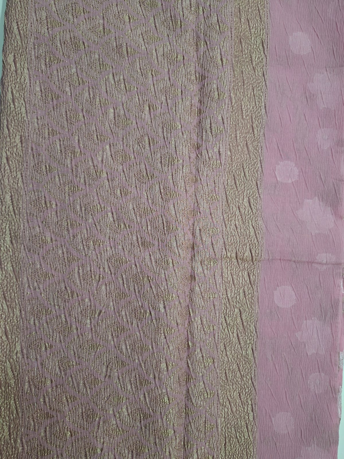 Baby pink cotton crush saree 101