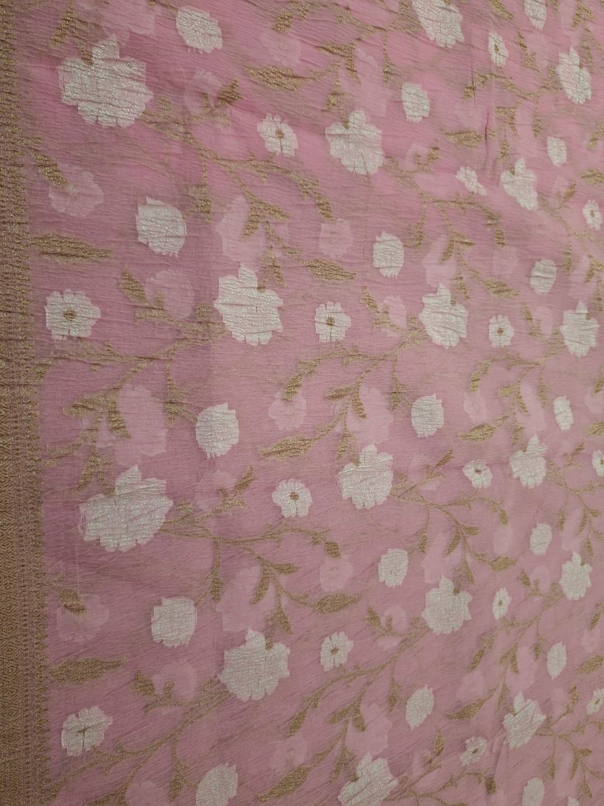 Baby pink cotton crush saree 101