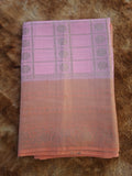 Baby pink pure chininya raw mango silk saree