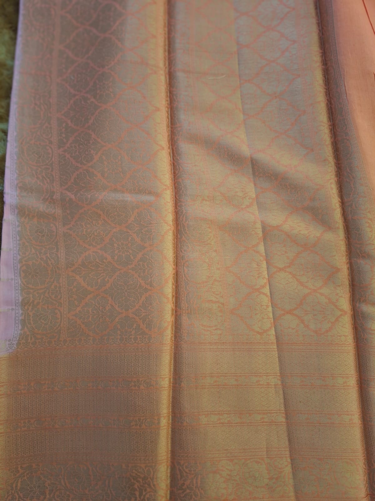 Baby pink pure chininya silk saree