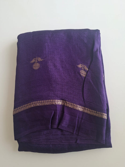 purple viscose kaddi fabric with satin border
