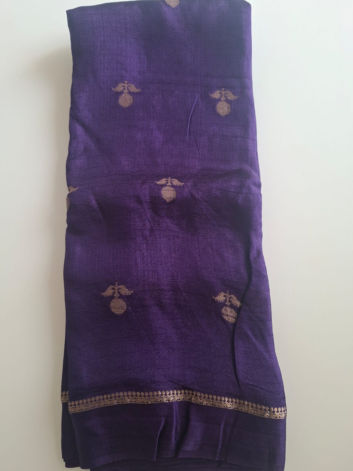 purple viscose kaddi fabric with satin border