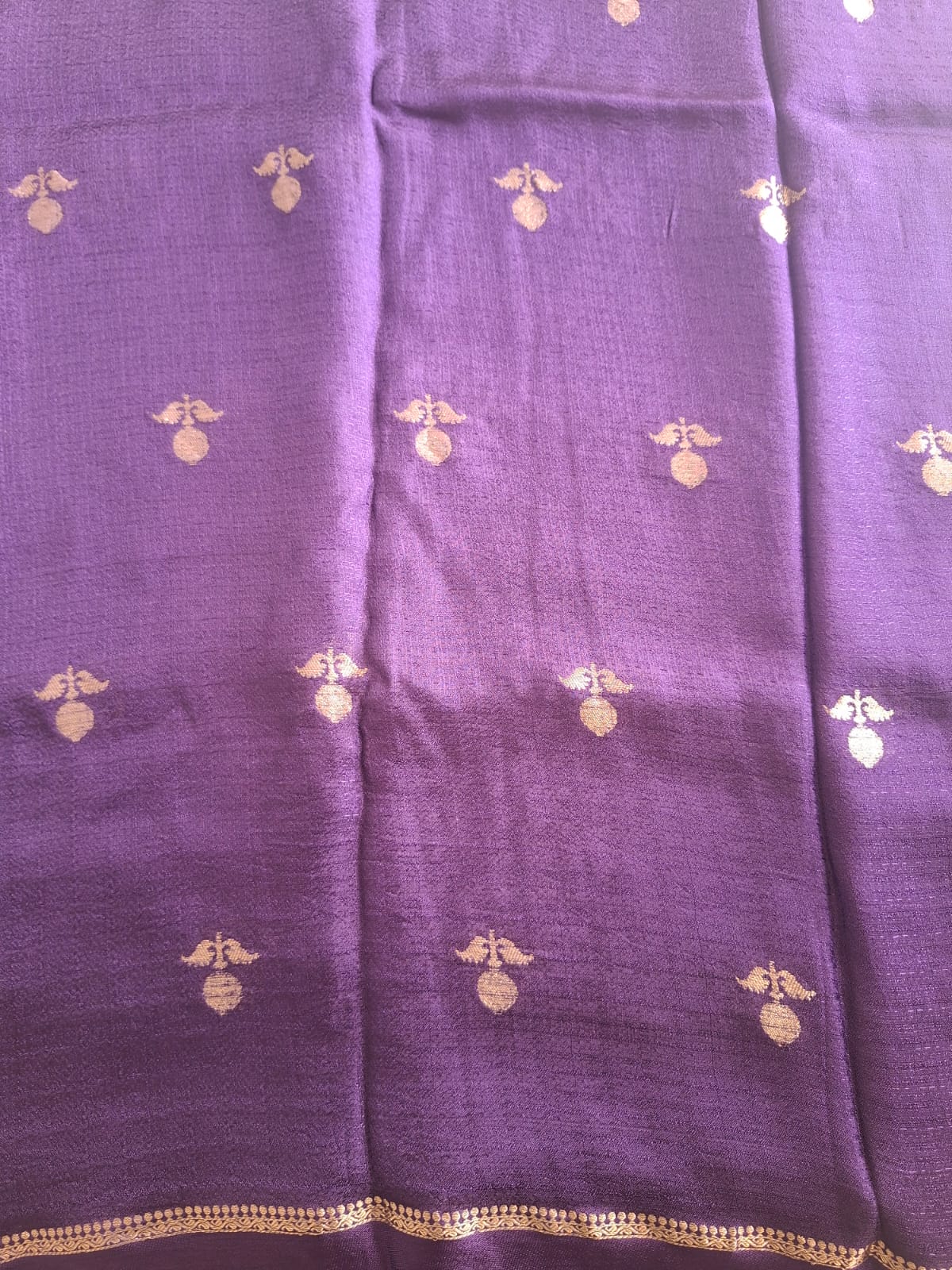 purple viscose kaddi fabric with satin border