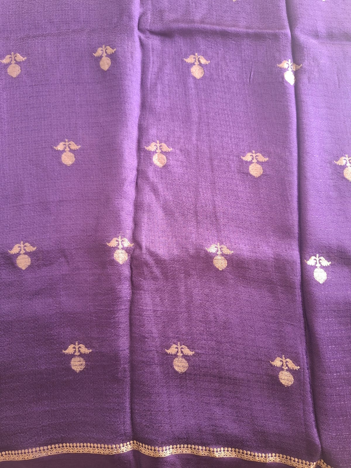 purple viscose kaddi fabric with satin border