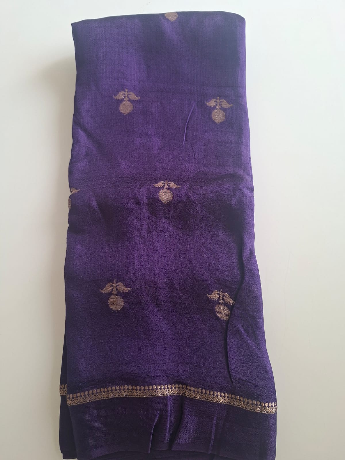 purple viscose kaddi fabric with satin border