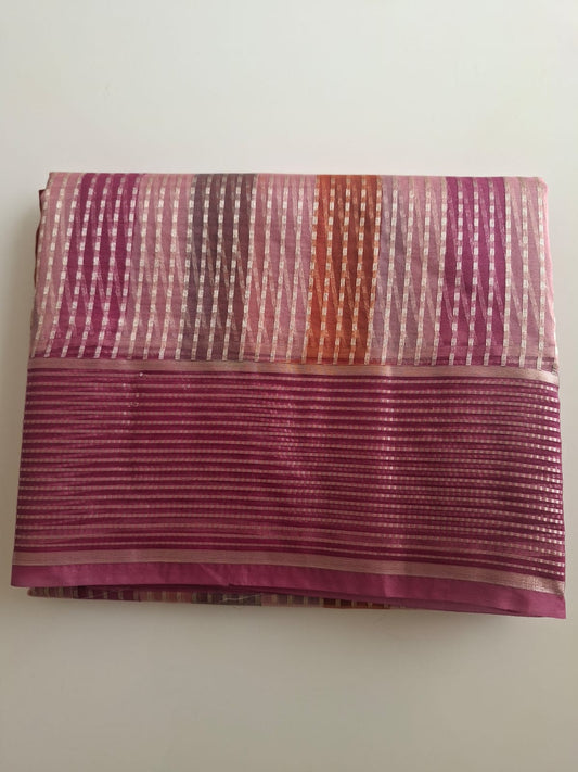 pink multicolour line tissue sraee