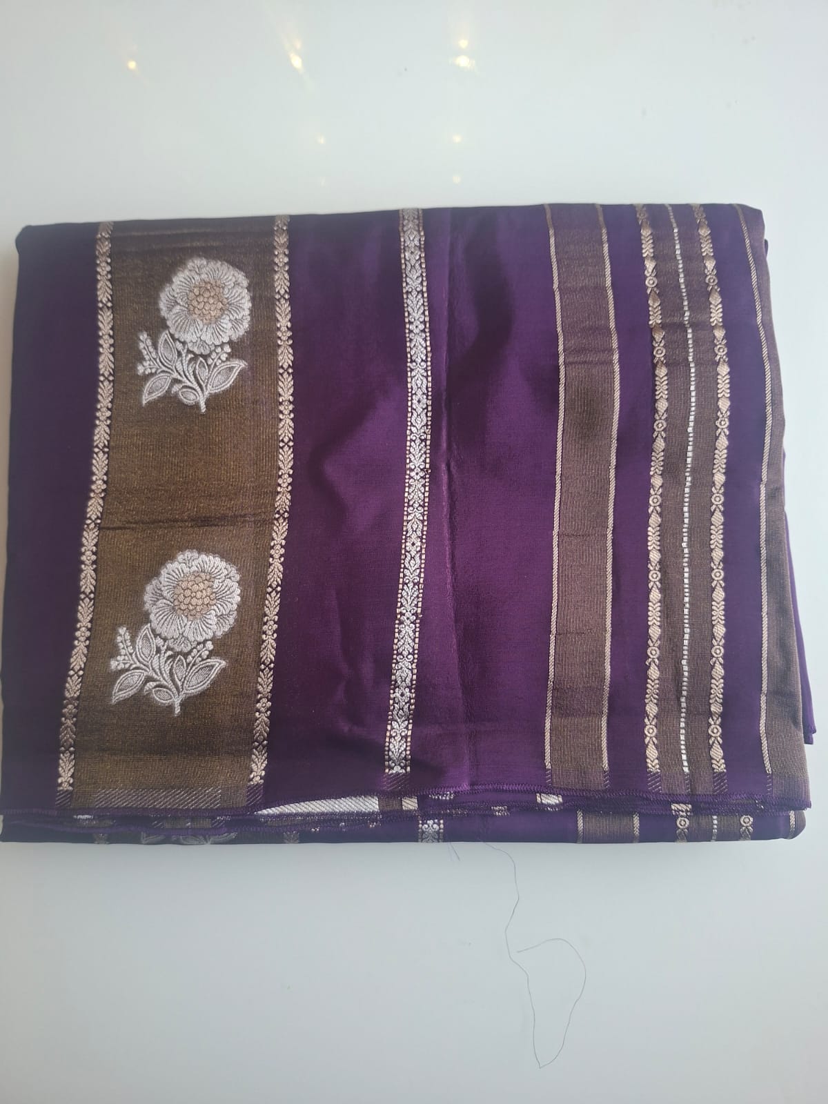 purple meena soft tissue stripes saree