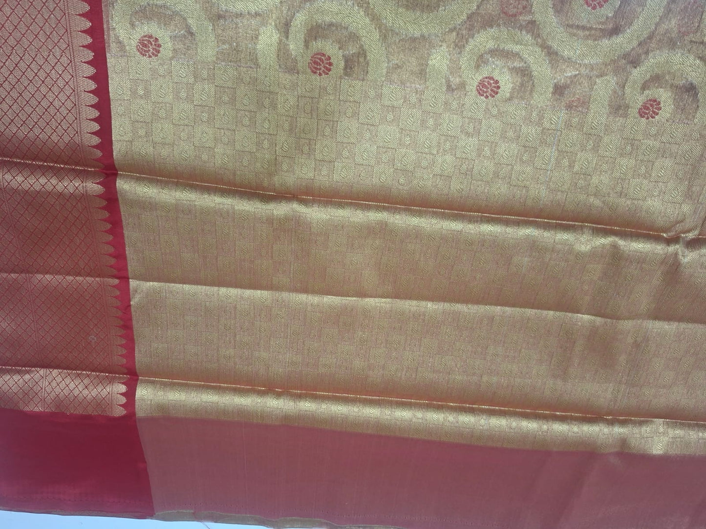 peach tissue with red border