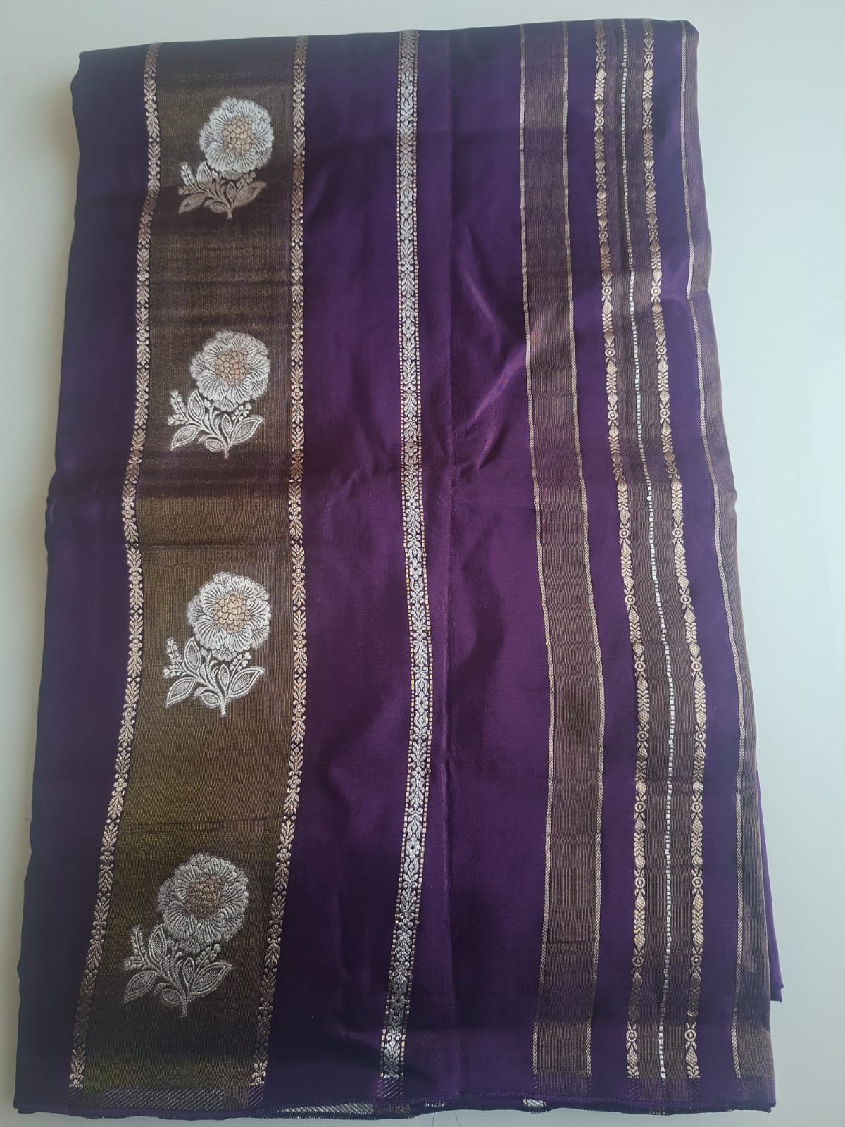 purple meena soft tissue stripes saree