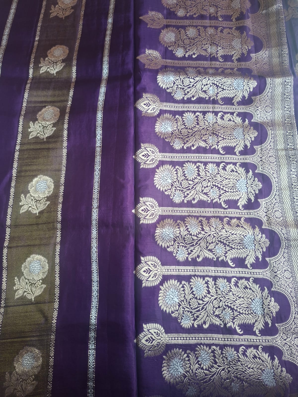 purple meena soft tissue stripes saree