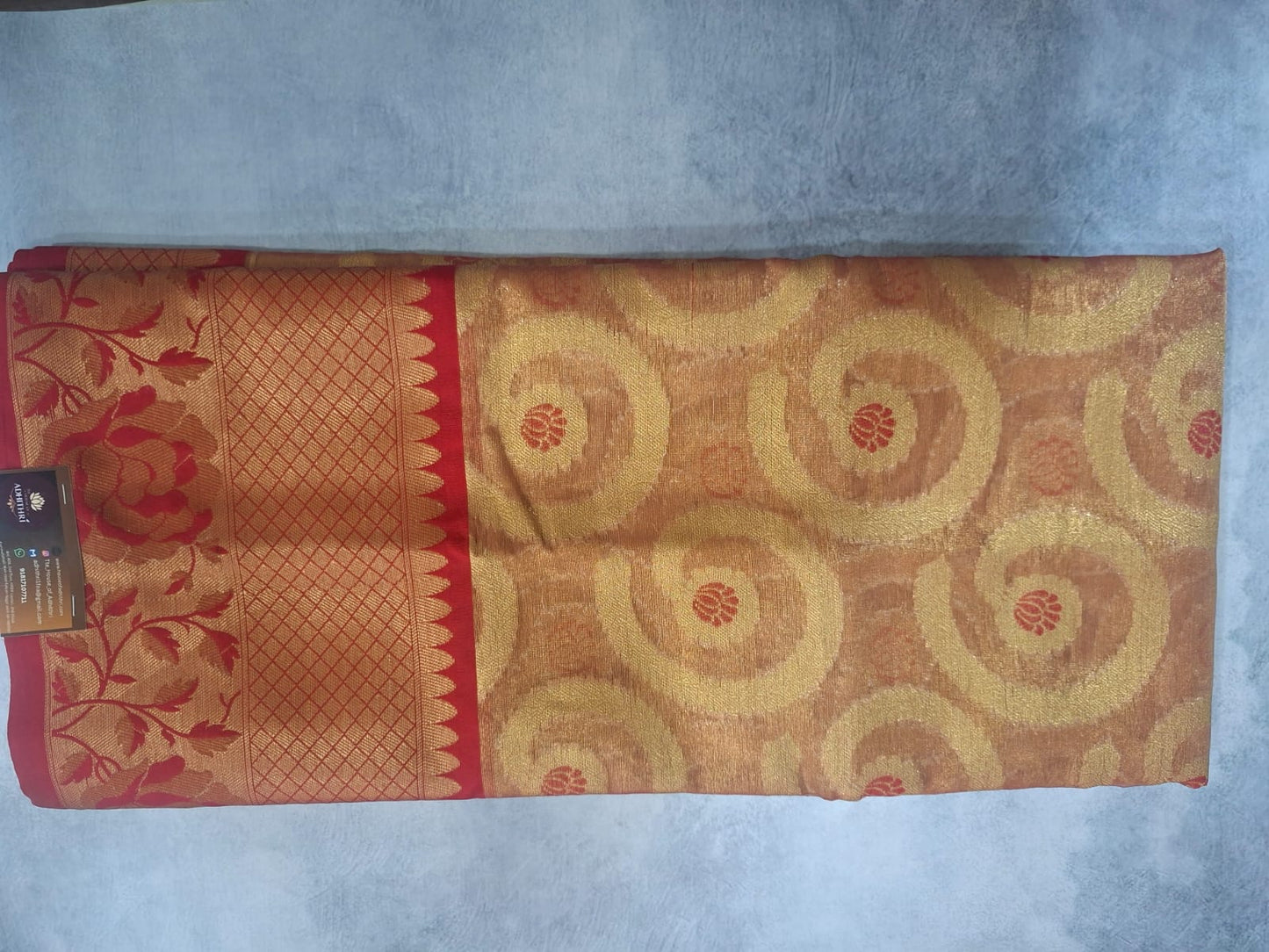 peach tissue with red border