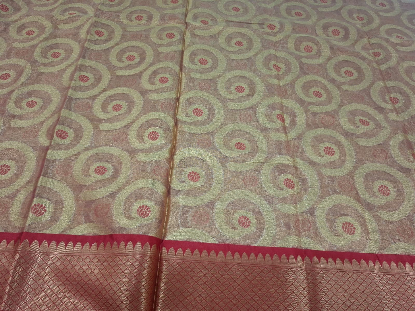 peach tissue with red border