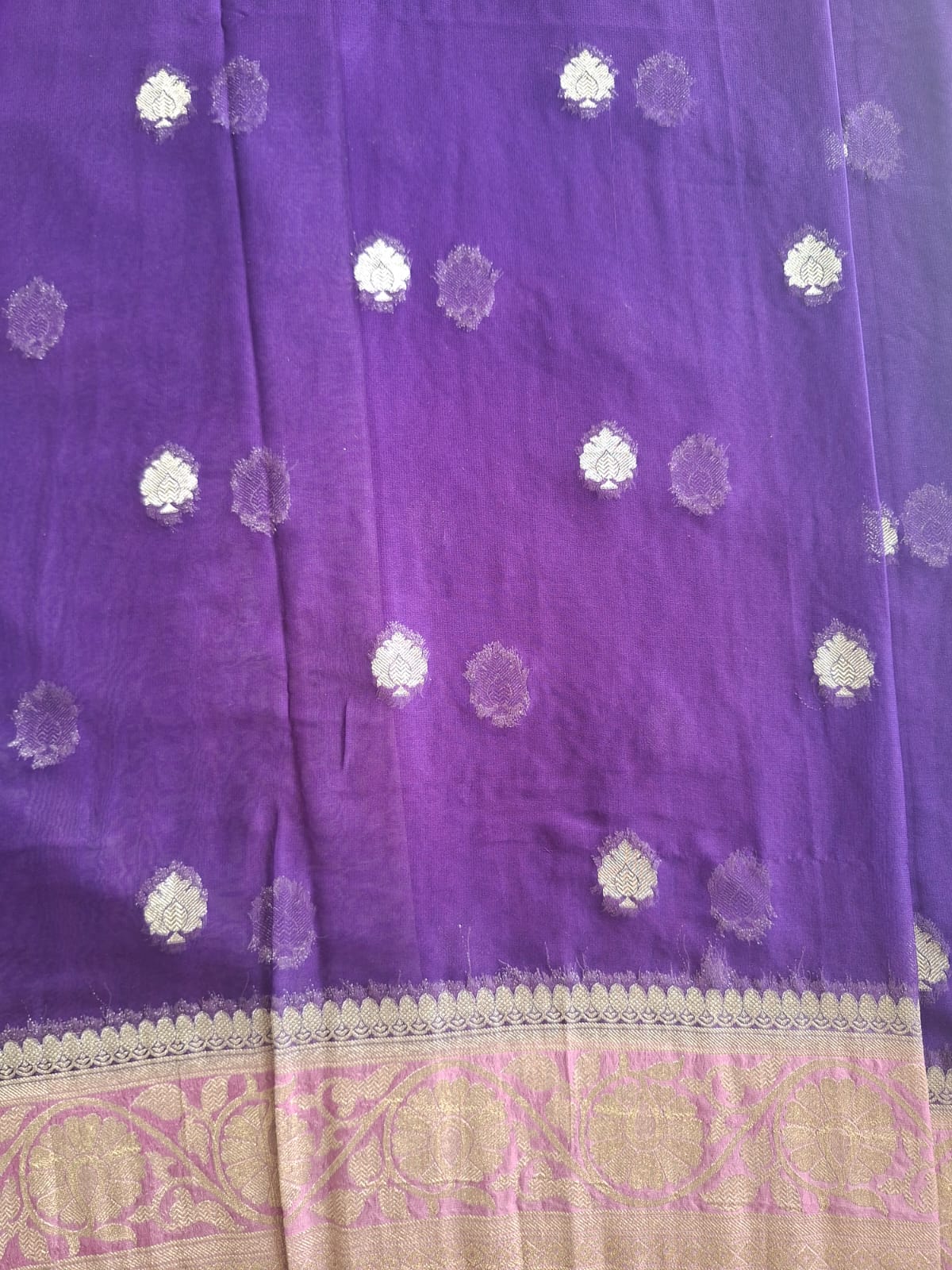 purple semi chiffon with pink border and small motif