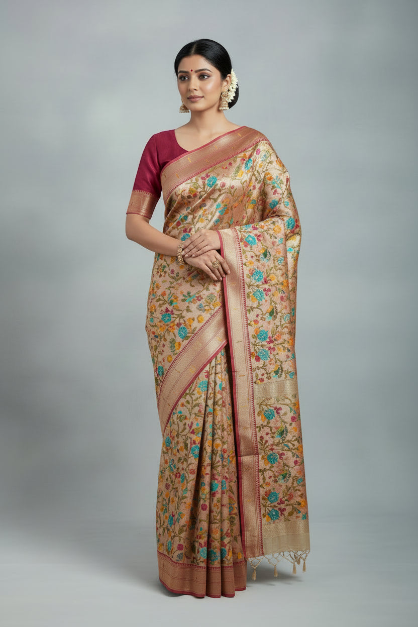 tussur georgette with paithani border saree 102