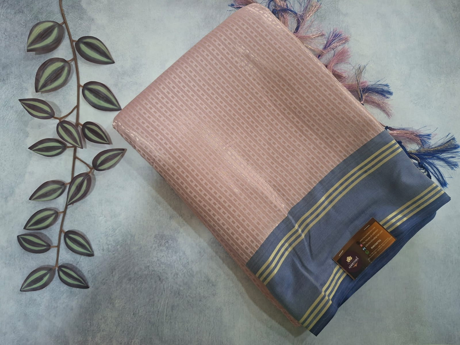 Folded fabric with a textured pattern on a textured surface