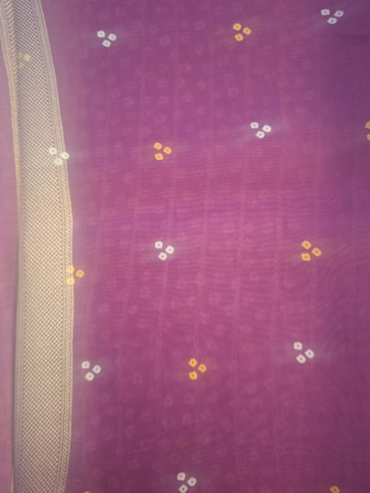 rani pink crape silk bandhani saree