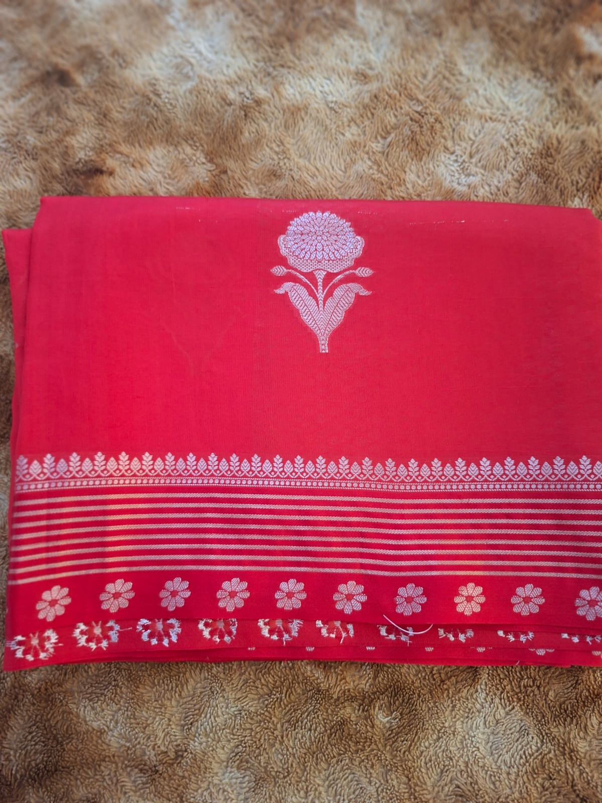 Red pure raw mango silk saree