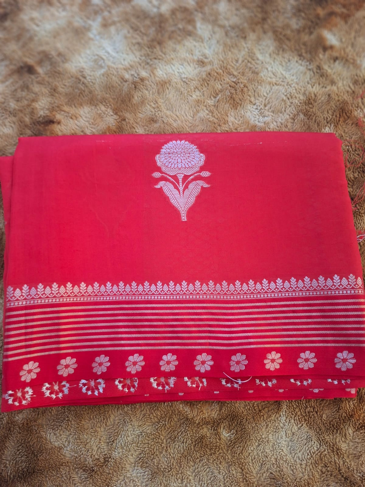 Red pure raw mango silk saree