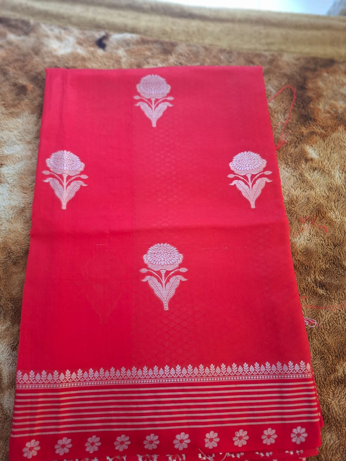 Red pure raw mango silk saree