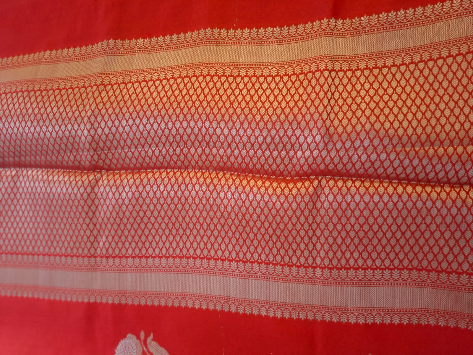 Red pure raw mango silk saree